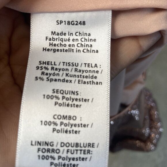 Rachel Zoe Dress Womens 2 Sequin Bellini Pink Long Sleeve Maxi Side Slit Evening - Picture 12 of 14